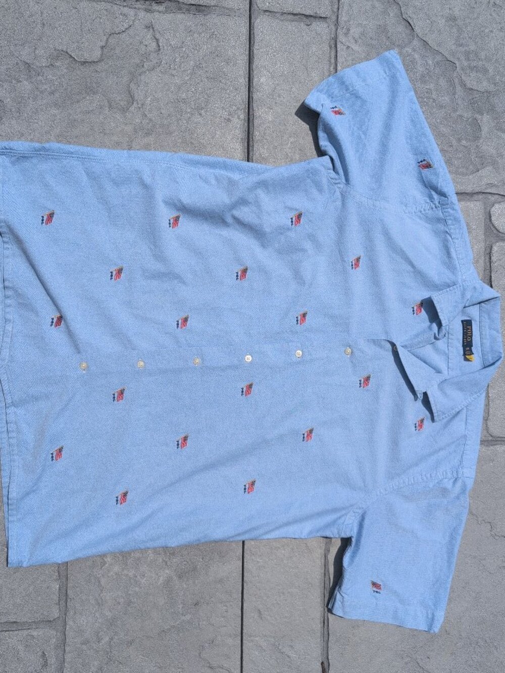 Polo Ralph Lauren Camp/Loop Collar American Flag Shirt, size XLT